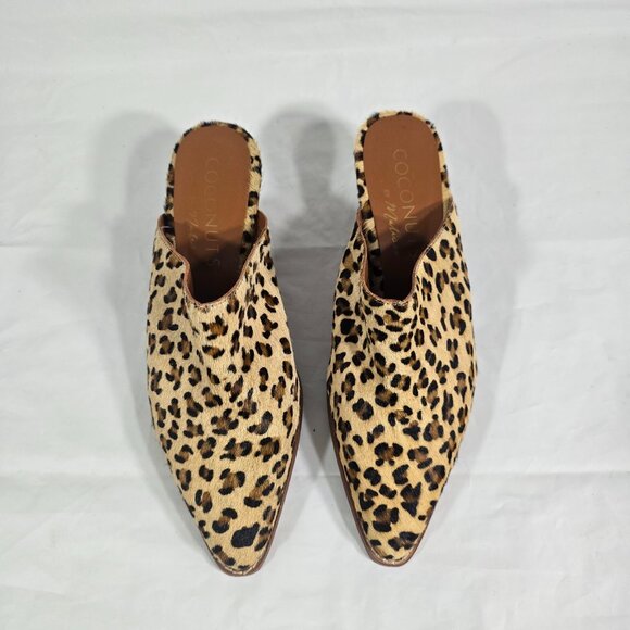 Coconuts by Matisse Animal Print Mules Heels Size 8 Calf Hair Leopard Slip On - Picture 2 of 9